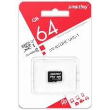 Карта памяти microSD 64Gb 10 class SmartBuy UHS-1 без адаптера